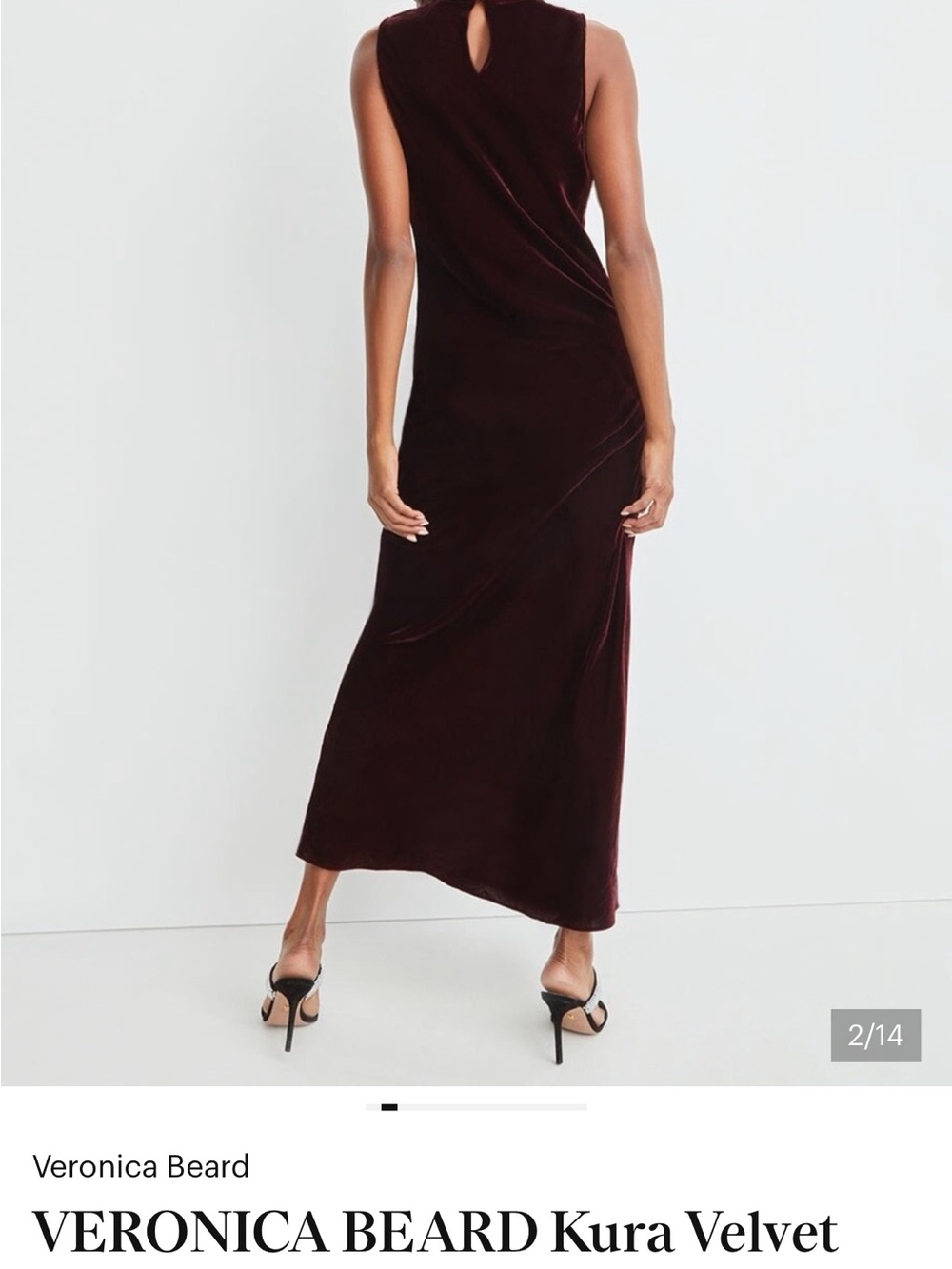 Sleeveless Veronica Beard Velvet Maxi Dress in Deep Burgundy, size 6
